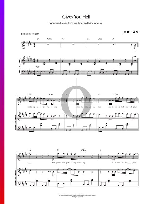 Gives You Hell Sheet Music Piano Voice Pdf Download Oktav