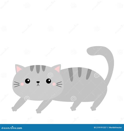 Kawaii Kitten Frightened Cat Arch Back Gray Contour Silhouette Cute