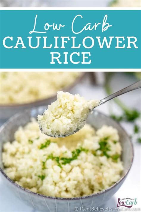 Low Carb Cauliflower Rice In A Bowl With A Spoon Full Of It