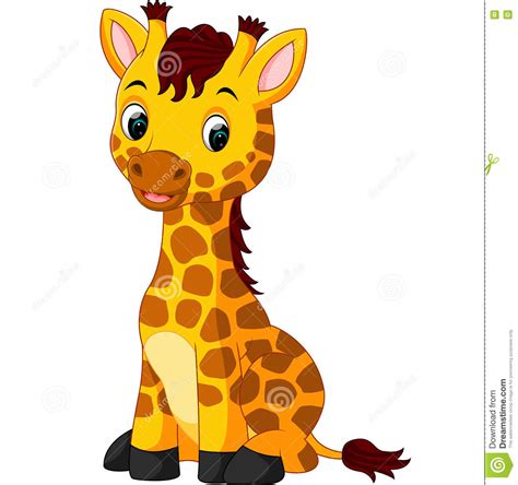 Cute Giraffe Cartoon Stock Vector Illustration Of Happy