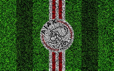 Amsterdamsche football club ajax (dutch pronunciation: Download wallpapers Ajax FC, 4k, emblem, football lawn, Dutch football club, Ajax logo, grass ...