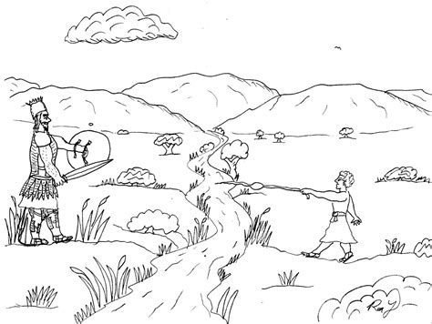 Robin's Great Coloring Pages: David takes on Goliath with just a Sling