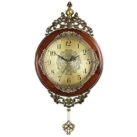 Hense 13 Inch Antique Retro Decorative Wood Clocks Ultra Mute Silent