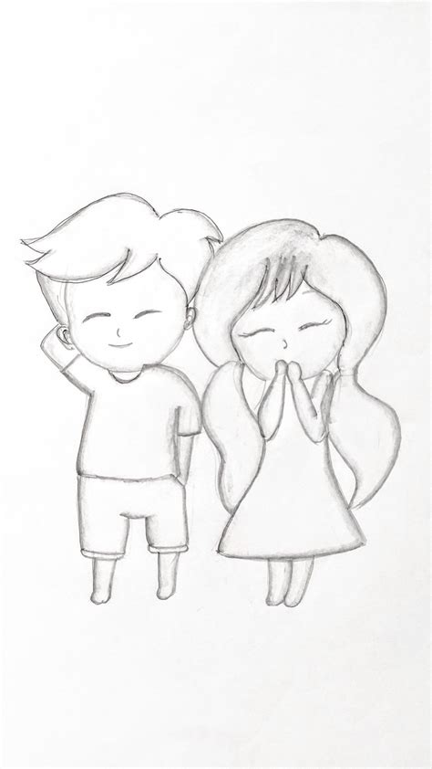 Cute Boy And A Cute Girl Pencil Sketch Girl Drawing Sketches Easy