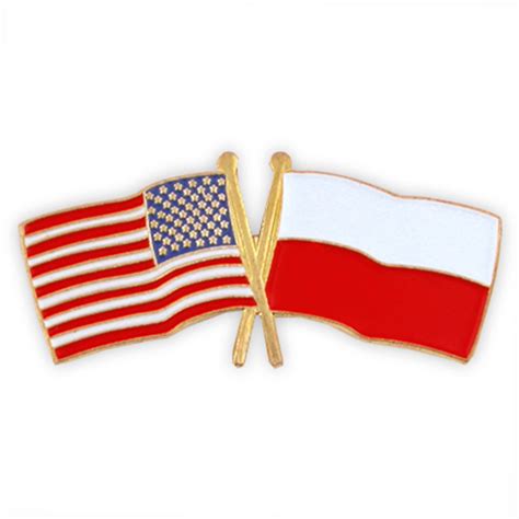 Pinmarts Usa And Poland Crossed Friendship Flag Enamel Lapel Pin Ebay