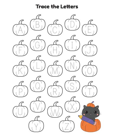 Premium Vector Halloween Game Alphabet Letters Tracing Worksheet With