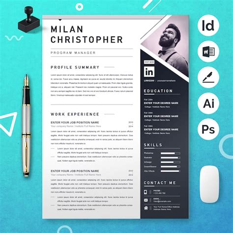 2 Page Professional Simple Graphic Designer Resume Template Etsy UK