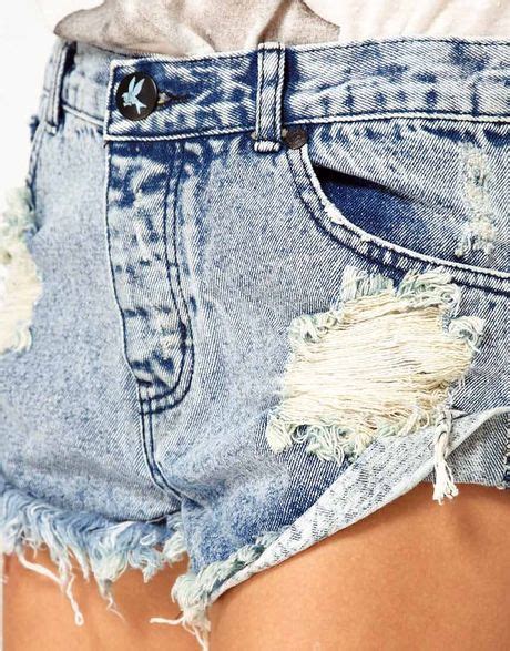 One Teaspoon Bandits Shorts With Distressing In Blue Arcaztec Lyst