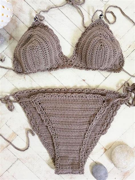 Handmade Crochet Bikini Set Beige Bikini Set Summer