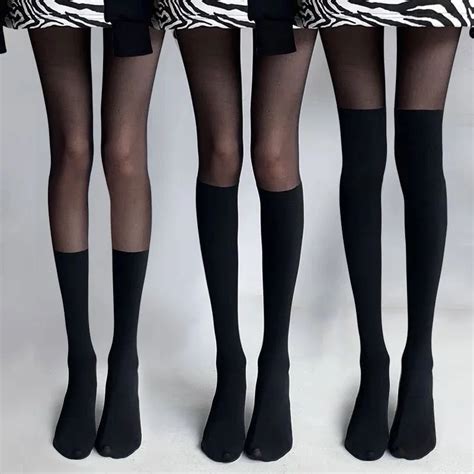 sexy women tights pantyhose patchwork sheer black thigh high stockings tights women female