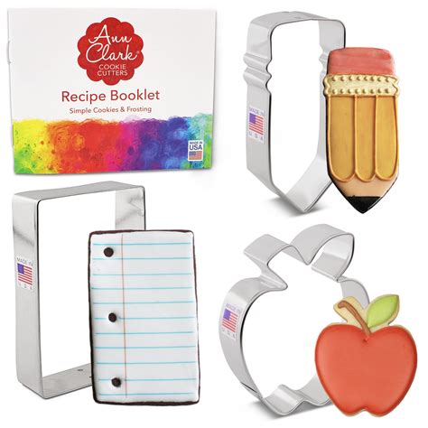 Buy Back To School Cookie Cutter Set With Recipe Booklet 3 Piece