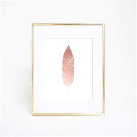 Carefully apply thin coats of rose gold paint onto the drawers using a clean brush. This rose gold feather wall art print is a great addition to any woodland or forest them ...