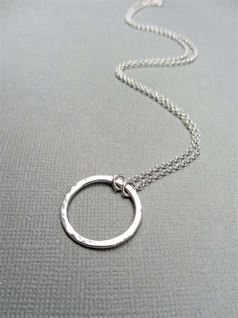Silver Circle Necklace Sterling Silver Karma Necklace Etsy