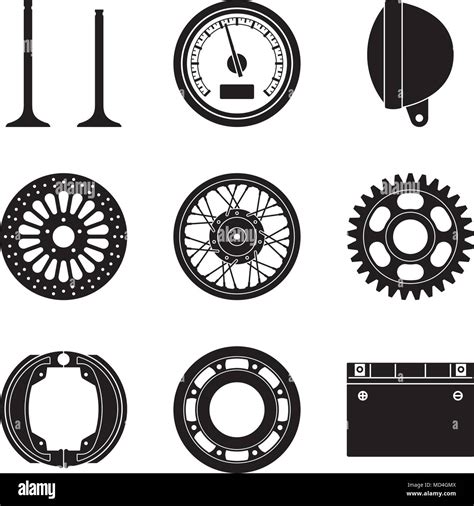 Motorcycle Parts And Accessories Silhouette Vector Stock Vector Image