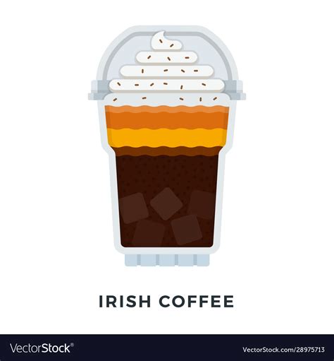 Ice Irish Coffee With Whipped Cream Flat Isolated Vector Image