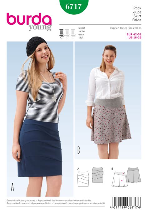 Burda 6717 Misses And Plus Size Skirt Sewing Pattern