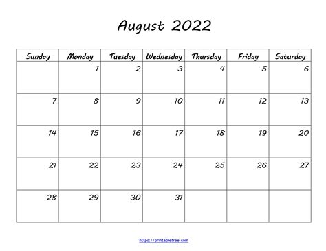 Printable Monthly Calendar For August 2022 Printable Calendar Blank