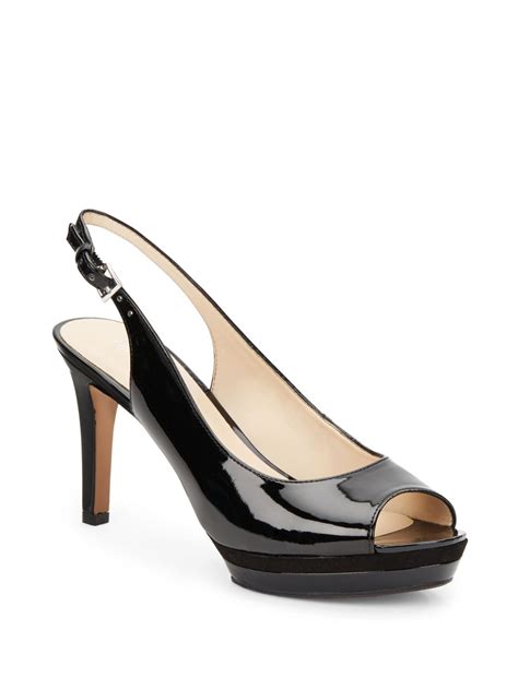 Nine West Able Patent Leather Slingback Pumps In Black Lyst
