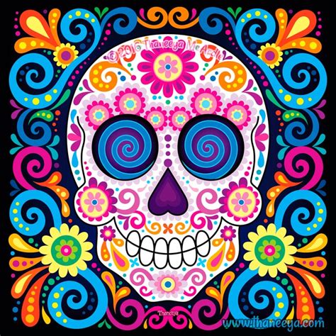 Sugar Skull Art Colorful Day Of The Dead Art By Thaneeya Mcardle —