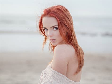 Ekaterina Sherzhukova Women Model Redhead Blue Eyes Long Hair Outdoors X