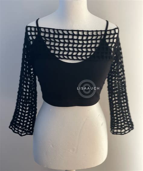 How To Crochet A Square Mesh Crop Top With Sleeves