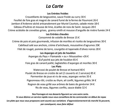 Menus Et Carte Pour Le Château De Strainchamps Hôtel Restaurant à
