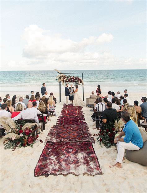 Burgundy Hues Luxe Accents Steal The Show At This Bohemian Beach