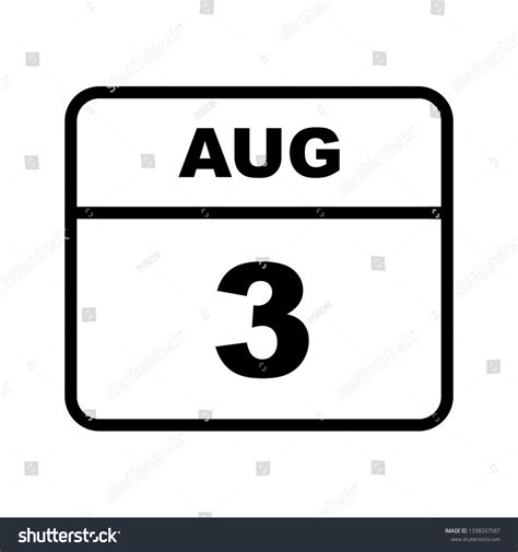 August 3rd Date On A Single Day Calendar Royalty Free Stock Vector