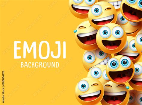 Emojis Vector Background Funny Smiley Emoji Background Text With
