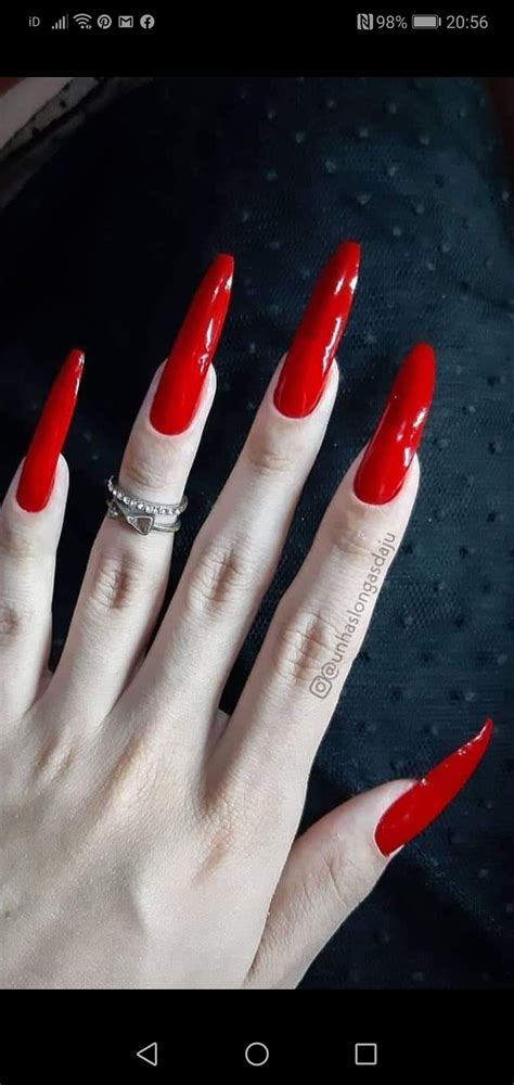 Pin By Federico Stucki On Long Red Nails Red Nails Long Red Nails
