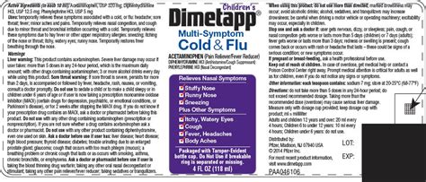 Childrens Dimetapp Multi Symptom Cold And Flu Acetaminophen