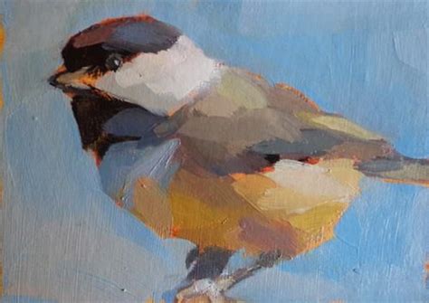 Daily Paintworks Abstract Chickadee Original Fine Art For Sale