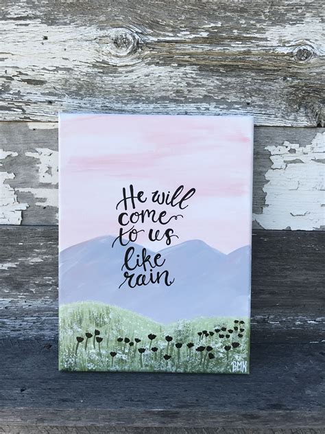 He Will Come To Us Like Rain Bible Verse Canvas Painting Art