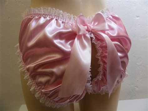 sissy panties frilly silky satin lace open butt all colours etsy uk