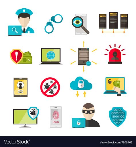Internet Safety Icons Virus Cyber Attack Vector Image