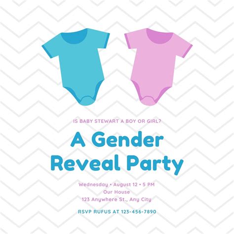 Gender Reveal Invitation Template Editable Invitation Baby Clothes Line