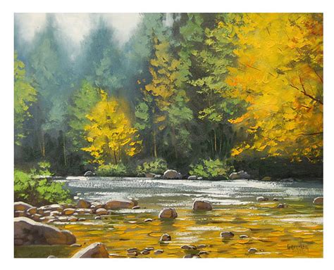 Autumn Oil Painting River Impressionist Landscape Fall Art By Etsy