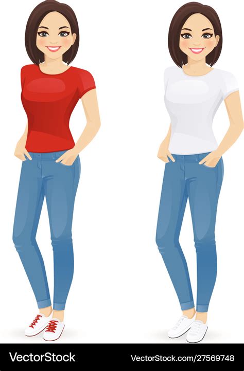 Young Woman In Jeans Royalty Free Vector Image
