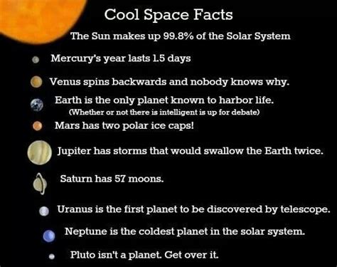 Cool Space Facts Astronomy Pinterest