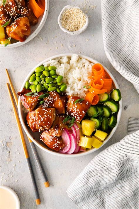 Teriyaki Chicken Poke Bowls Easy And Healthy Recipe Healthy Bowls