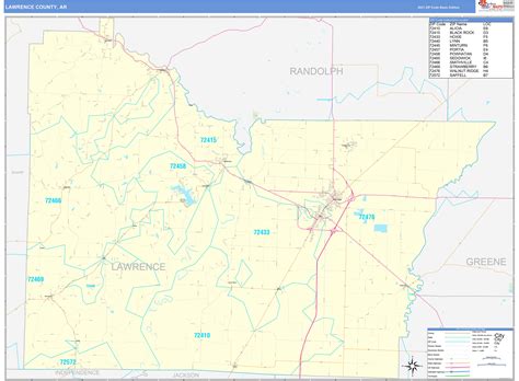 Lawrence County Ar Zip Code Wall Map Basic Style By Marketmaps
