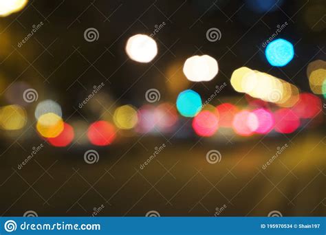 Abstract Bokeh Of Light Blurred Defocused Lights Of Cars In Traffic
