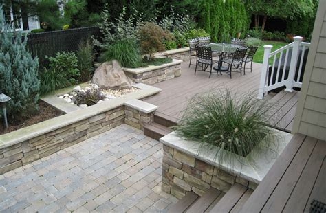 Wood Deck And Stone Patio Combination Patio Ideas