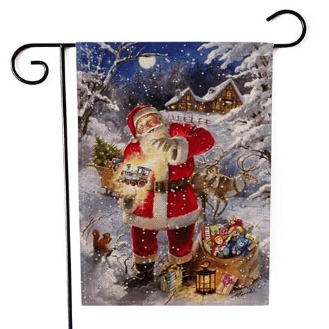 Tailored Christmas Garden Flag Santa Claus Double Sided Banner Outdoor