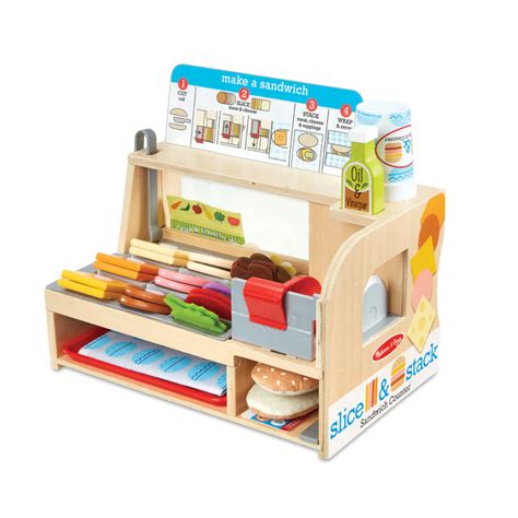 Melissa And Doug Slice And Stack Sandwich Counter Peach And Pip
