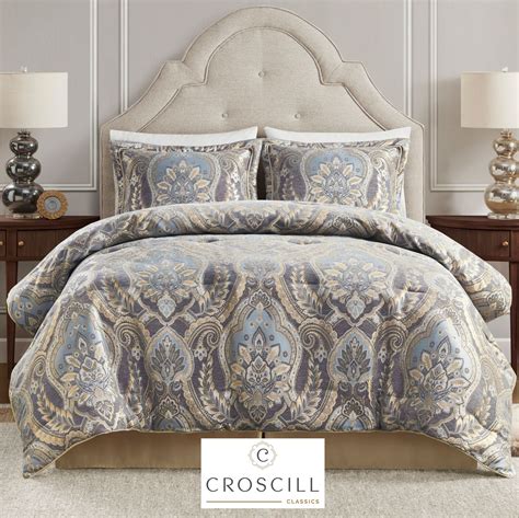 Julius Gray Jacquard Woven Damask Comforter Set Bedding By Croscill