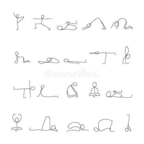 Yoga Poses Stick Figure Set Stock Vector Illustration Of Ashtanga