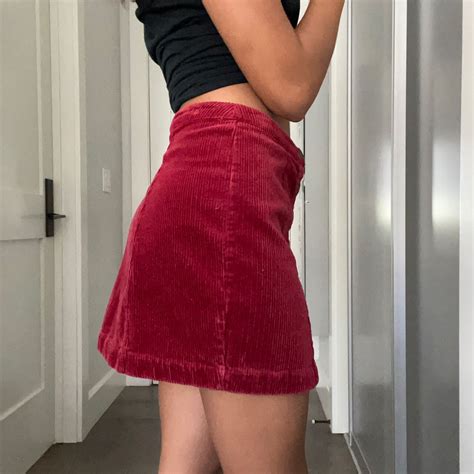 Red Mini Skirt Outfit Corduroy Skirt Outfit Red Skirt Outfits
