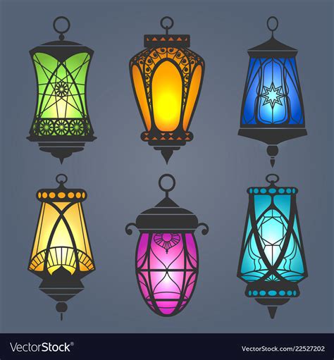 Arabic Lantern Set Royalty Free Vector Image Vectorstock