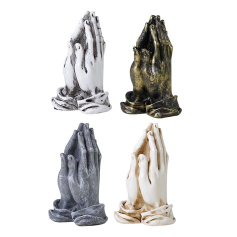 Nuolux 4pcs Praying Hands Figurines Resin Praying Hands Statues